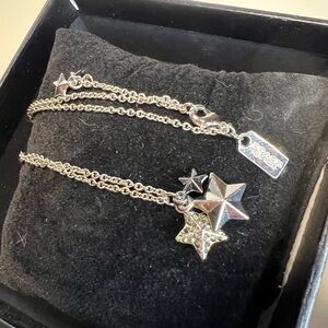Coach Multi Star Charm  Silvertone Necklace